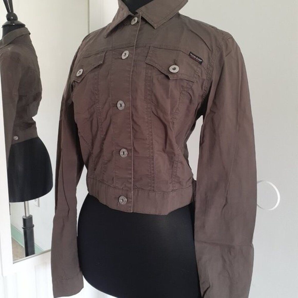 Guess Authentic Jeans Cropped Button Army Green U… - image 2